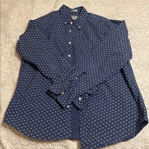 J. Crew Quality Woven Blue star pattern Cotton Button Up Shirt Size M Slim.